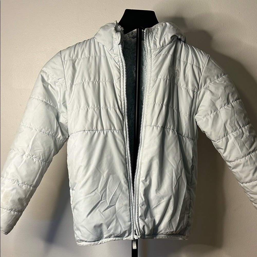 The North Face Kids Fluffy Light Gray Puffer Jacket - Picture 3 of 7